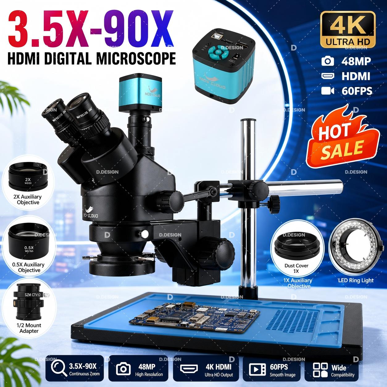 3.5X-100X Industrial Lab Simul - Simul-Focal Industrial Microscope 4K Hdmi ulasan dan harga