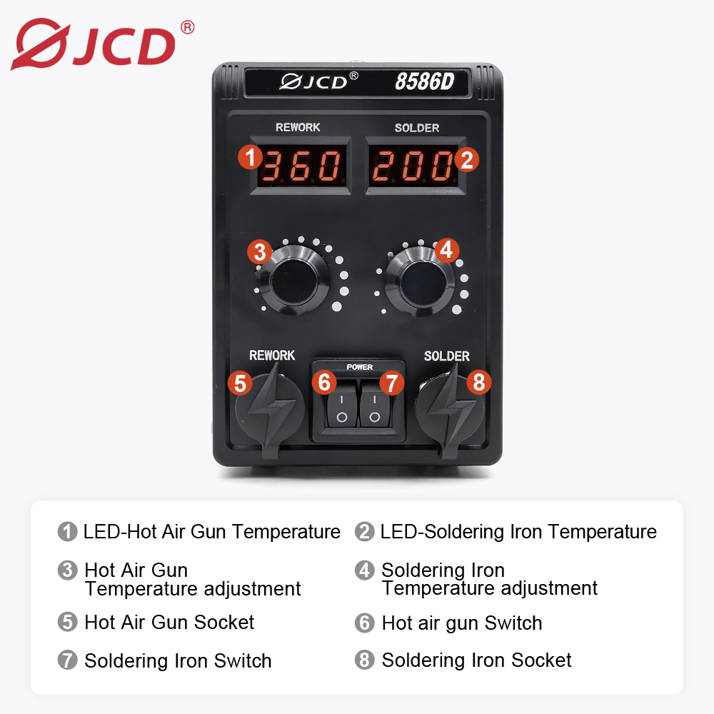 JCD 750W 8586D Soldering Stati - 2 In 1 Soldering Rework Station 750W ulasan dan harga