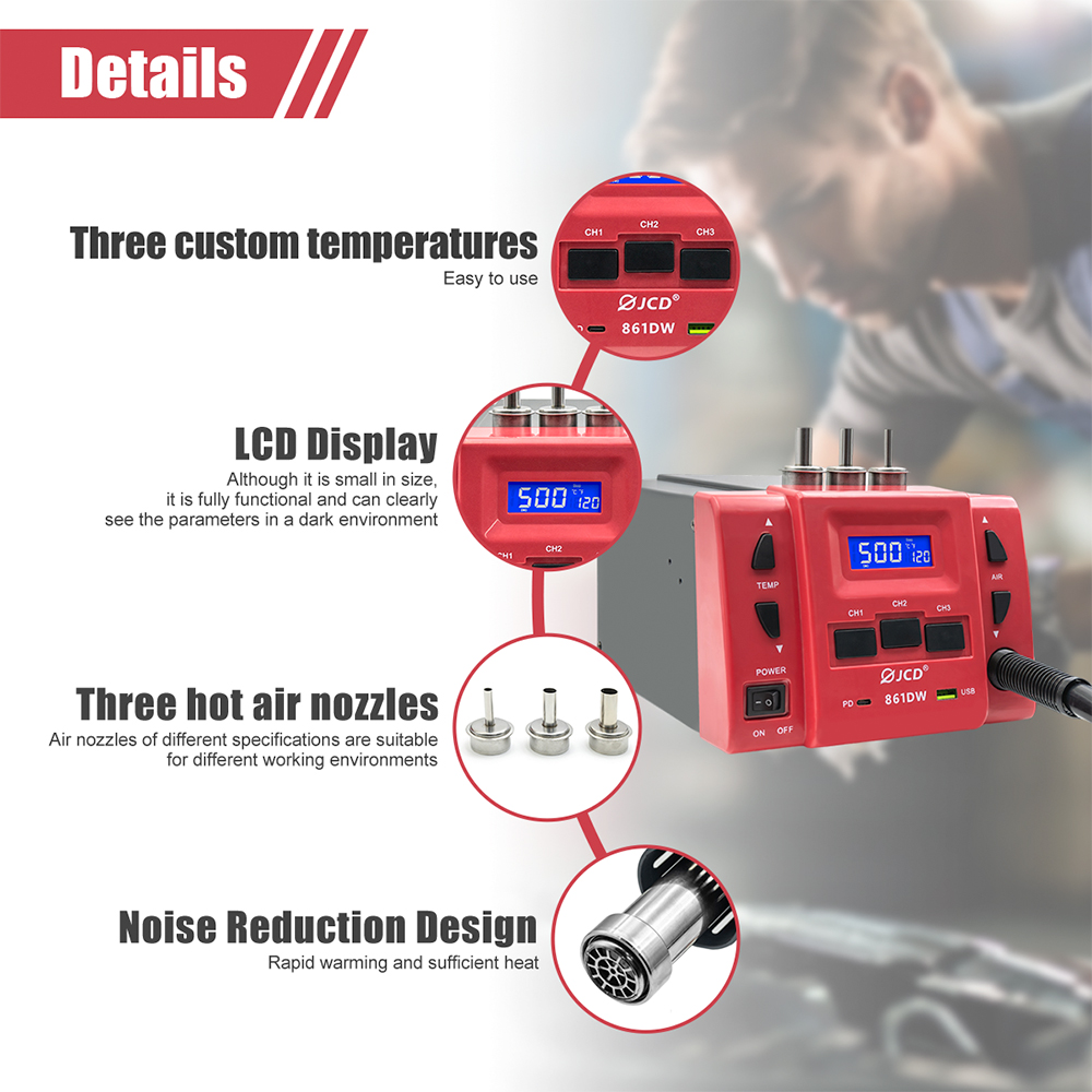 JCD 861DW Hot Air Gun 1000W Hi - Hot Air Rework Station 861Dw ulasan dan harga