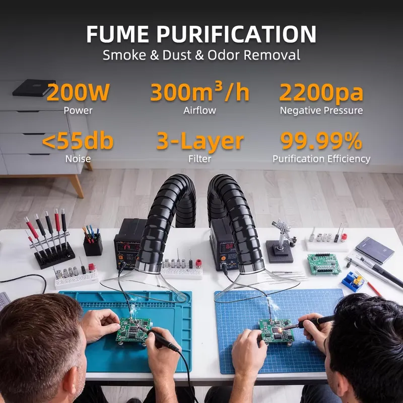 DX1002 Dual-Arm 200W Fume Extr - Fume Extractor Soldering Dual Arm ulasan dan harga