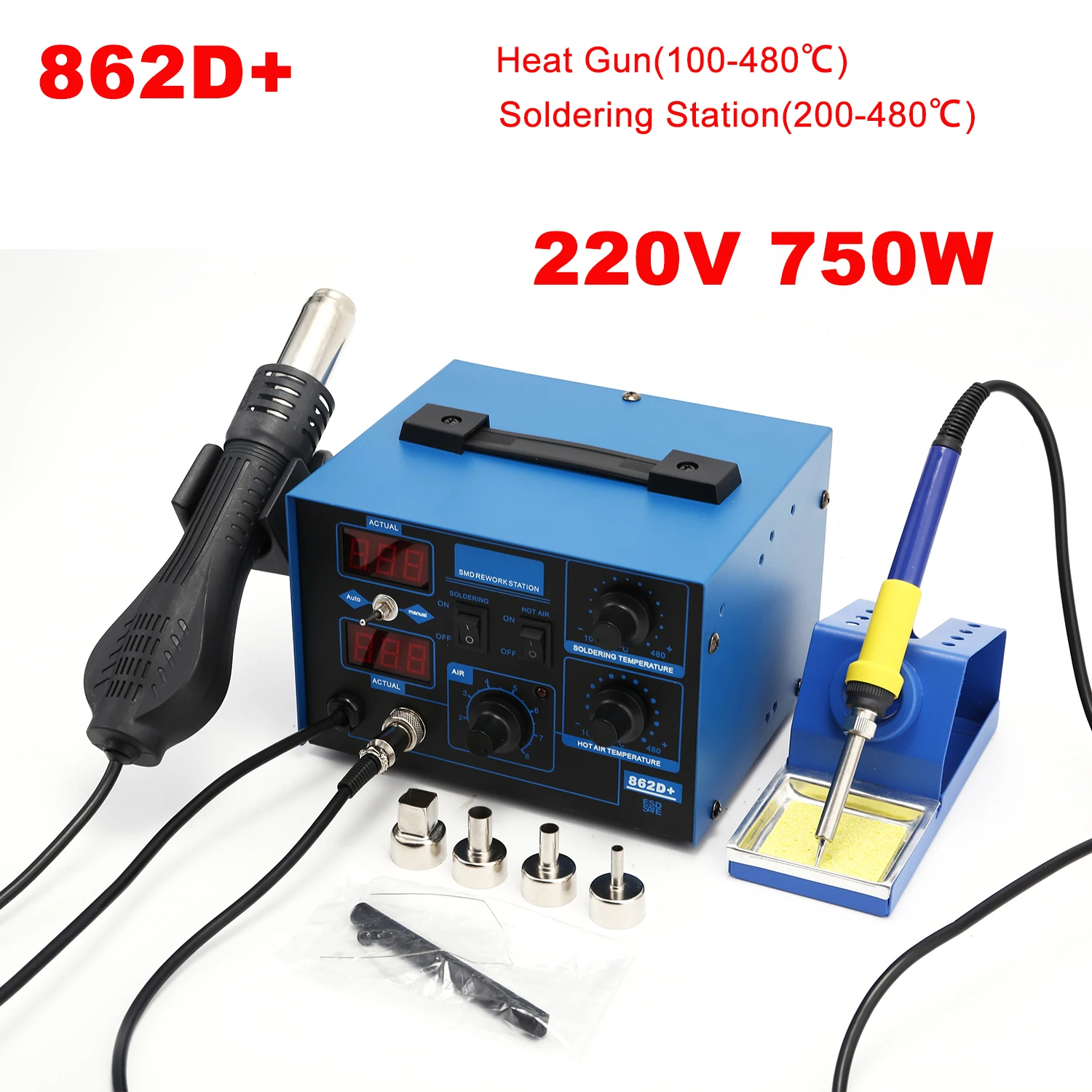 862D+ Soldering Station 2 In 1 - 2 In 1 Soldering Rework Station 750W ulasan dan harga